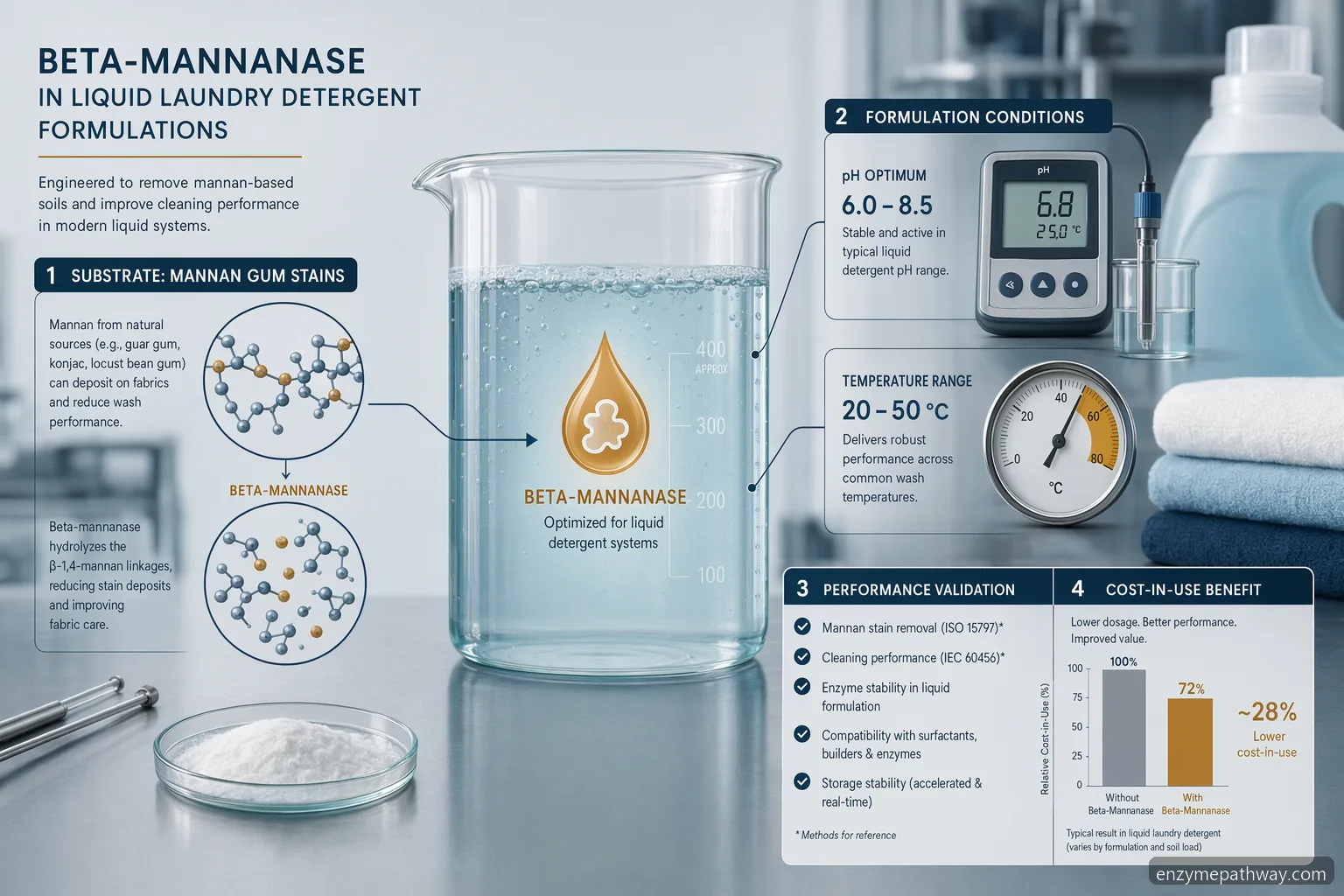new-liquid-tide-w-mannanase-fluorescent-diagram-in-laundry-detergent med oversigt over enzymfordele i laundry detergent